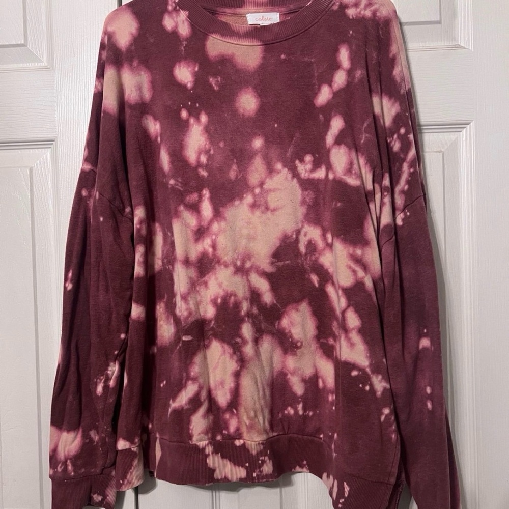Colsie Maroon and Pink Tie-Dye Sweatshirt